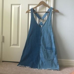 Two-Toned Denim overall dress